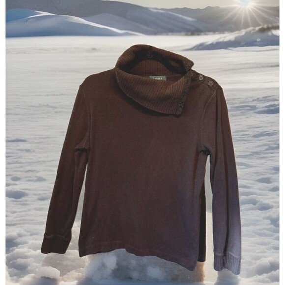 Lauren Ralph Lauren Sweaters - LRL‎ Ralph Lauren Sweater S Brown Shawl Collar Buttons 100% Cotton